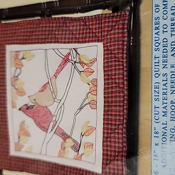 Jack Dempsey Needle Art Item 732 Pattern 378 Cardinals 18" Quilt Squares NIP - Picture 6 of 7
